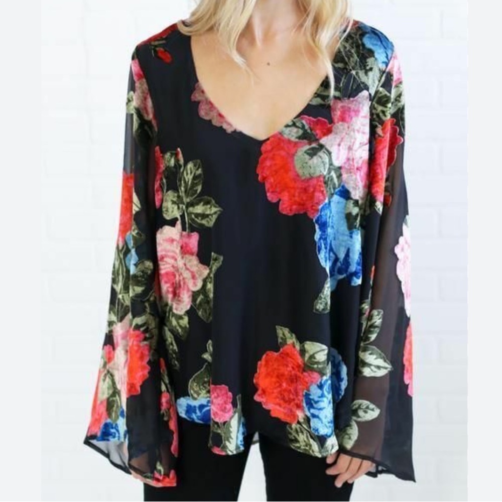 COPY - Show Me Your Mumu Hippie Dippie Floral XS blouse, balloon sleeve